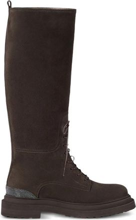 Brunello Cucinelli Brown Lace Up Monili Boots