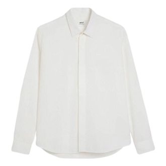 Ami Small Heart Logo Tonal Classic Shirt White Blanc USH150-CO0063-100
