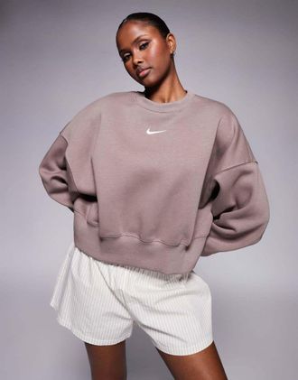 Nike Phoenix Fleece over-oversized sweatshirt in brown
