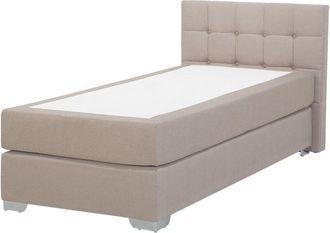 Beliani Beliani - Modern Fabric eu Single Size Divan Bed 3ft Beige Linen Buttoned Admiral