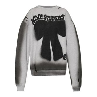 Acne Studios Sweatshirts, female, Gray, Size: L/XL Sprayed Logo Sweatshirt