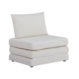 Sweeek Sill&oacute;n cama tejido chenilla 1 plaza, blanco roto