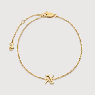 Monica Vinader Gold Initial X Chain Bracelet