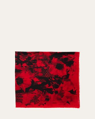 Alexander McQueen Poppy Collage Silk Scarf