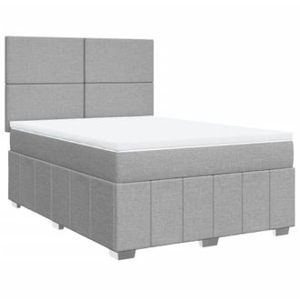 vidaXL Vidaxl - Cama Box Spring Con Colch&oacute;n Tela Gris Claro 140x190 Cm