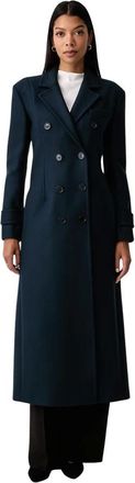 Patrizia Pepe Double-Breasted Wollen Jas - Dames - Mantels - Blauw - Maat: XS Wol