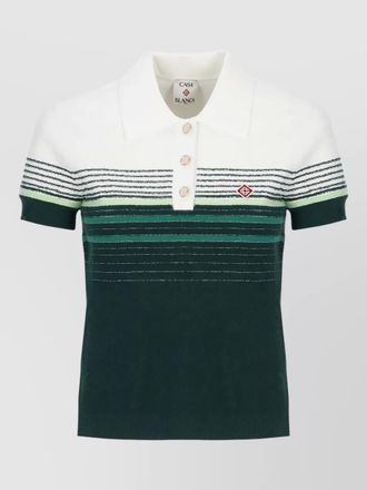 Casablanca boucl&eacute; hem striped polo shirt