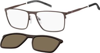 Tommy Hilfiger Polarized Bronze Clip-On Rectangular Mens Eyeglasses TH 1803/CS 0VZH/SP 58