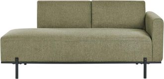 Beliani Beliani - Faux Linen Chaise Lounge Right Hand Minimalistic Style Metal Legs Green Savasse