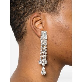 Alessandra Rich Crystal Embellishment Drop Earrings - Silver