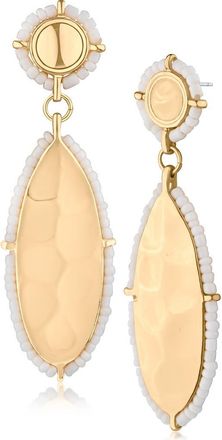 Jardin Beaded Trim Drop Earrings in White/Gold at Nordstrom Rack