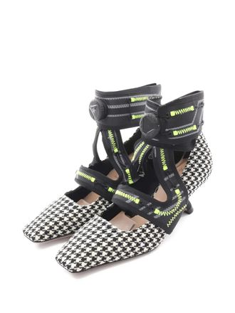 Dior 2010s x Roger Vivier houndstooth-pattern pumps - women - Fabric/Calf Leather/Calf Leather - 36 - White