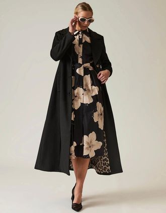 James Lakeland Womens Long Black Classic Coat - Size: 12