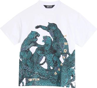 Just Cavalli Luipaardprint T-shirt - Heren - T-shirts - Veelkleurig - M - Katoen - Tops