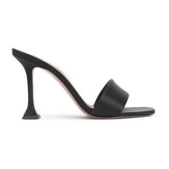 Amina Muaddi Andreea Slipper - Dames - Muiltjes - Zwart - 38 1/2 EU - Leer - Schoenen