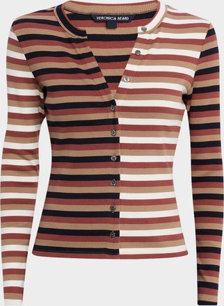 Veronica Beard Ibra Color-Block Merino Wool Cardigan