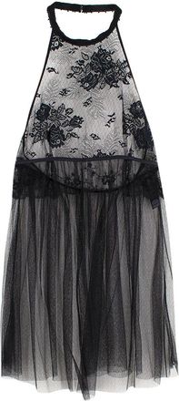 La Perla Black Tulle & Lace Sheer Halterneck Camisole Size M