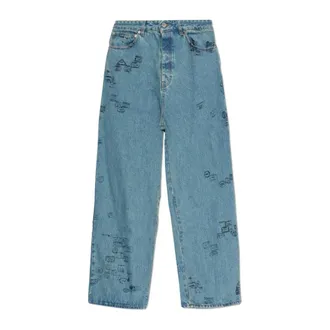 VETEMENTS Wide Jeans, male, Blue, Size: W29 Wide-leg jeans