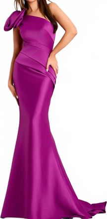 Jovani One Shoulder Mermaid Gown In Berry