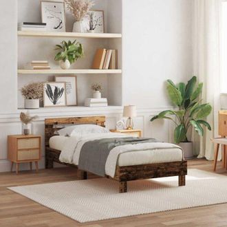 vidaXL Bed Frame with Headboard Old wood 100 x 200 cm Engineered wood Vidaxl