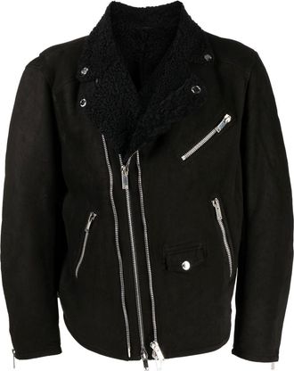 Les Hommes suede biker jacket - men - Calf Leather - 52 - Black