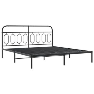 Berkfield Home Metal Bed Frame without Mattress with Footboard Black 193x203cm | Size: 193x203 cm