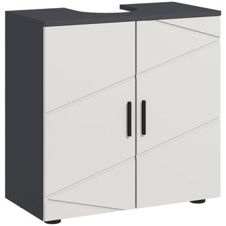 Kleankin Under Sink Bathroom Cabinet - Bathroom Vanity Unit - Basin Storage Cupboard with Double Doors and Shelf - 20W x 20Dcm U Cut-Out - Light Gre