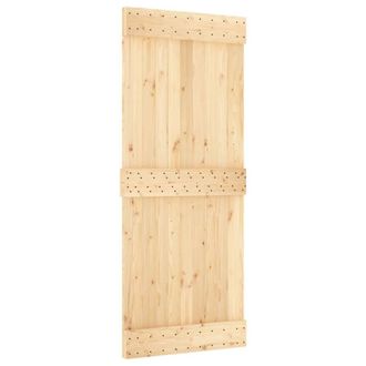 Berkfield Home Sliding Door with Hardware Set 85x210 cm Solid Wood Pine in Natural