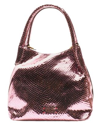 Frances Valentine Teeny Sweet Pea Metallic Snake-Embossed Leather Tote
