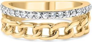 House of Brilliance 10K Yellow Gold 1/5 Cttw Diamond Cuban Link Ring Band at Nordstrom, Size 8