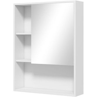 Kleankin Kleankin - Pensile da Bagno con Specchio, Ripiani e Scaffale Regolabile Bianco