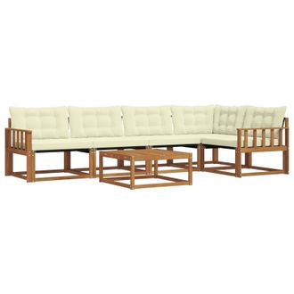 vidaXL Conjunto De Sof&aacute;s De Exterior Con Coj&iacute;n 6 Pcs Natural Y Crema Vidaxl