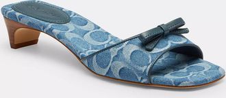 Coach Bow Kitten Heel Sandal In Signature Denim
