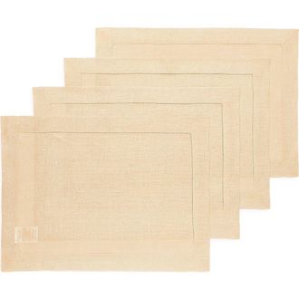 Solino Home Linen Placemats - Classic Hemstitch, 14 x 19 in Beige at Nordstrom, Size Medium