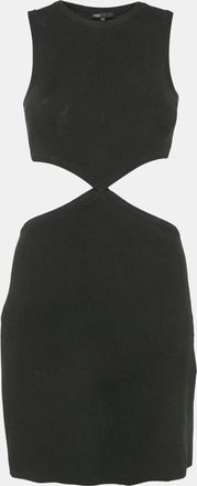 Maje Black Rib Knit Open-Waist Mini Dress