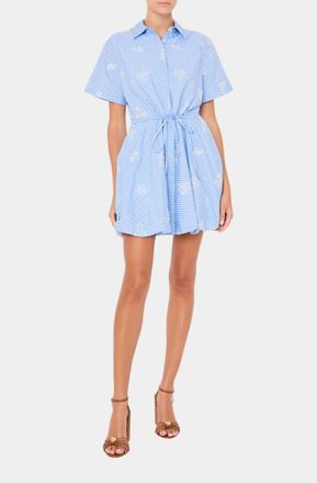 Milly Willa Beaded Mini Dress In Blue/white
