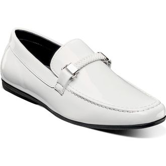 Stacy Adams Sheridan Moc Toe Loafer in White Patent at Nordstrom, Size 10.5