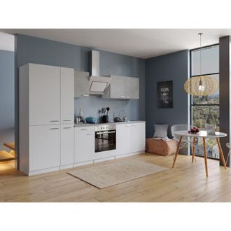 Respekta Cucina Cucinino Blocco Cucina Cucina componibile Cemento Bianco Malia 300 cm Respecta