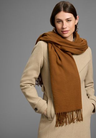 Laura Scott Schal LAURA SCOTT, Damen, wiskey, Web, Obermaterial: 100% Polyester, unifarben, Modet&uuml;cher Schal, mit modischen Fransen in klassischen Unifarben - NEW