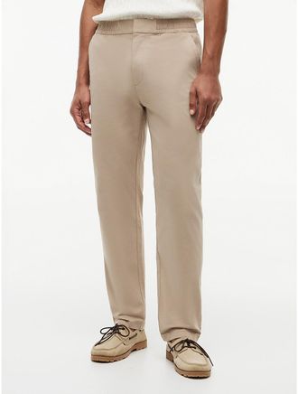 Tommy Hilfiger Mens Elastic-Waist Dobby Pant - Beige - XXXL