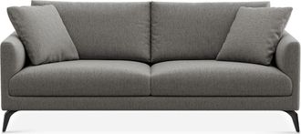 Castlery Lena Sofa Customized, Dark Grey Performance Classic Twill, Matte Black Legs, Spill Resistant, Removable Covers for Sofas