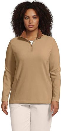 Lands End Anyweather Fleece Quarter Zip Pullover in Light Camel/rich Ginger Brown at Nordstrom, Size 1X