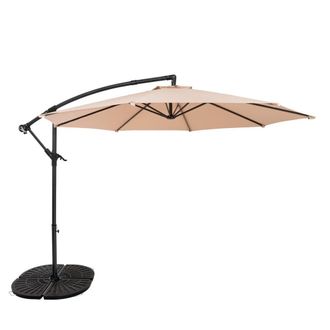 MonsterShop Cantilever Parasol 3m With Full Fan Base - Beige