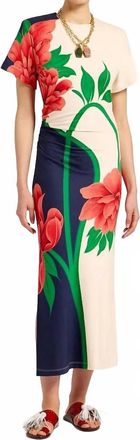 La DoubleJ Lela Midi Dress In Queen Peony Placee