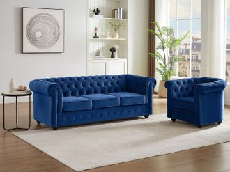 Vente-Unique Poltrona CHESTERFIELD in velluto Blu notte