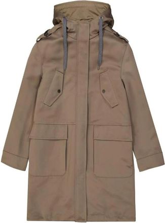 Brunello Cucinelli Polyester Parka met Capuchon - Dames - Parka Jassen - Bruin - L - Polyester - Jassen