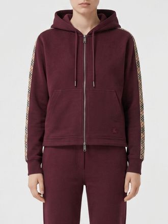Burberry Felpa in cotone con cappuccio, zip e logo EKD ricamato