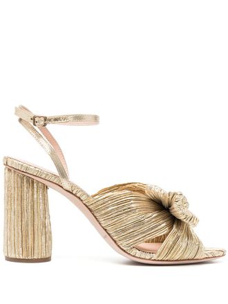 Loeffler Randall Camellia pleated leather sandals - women - Calf Leather/Calf Leather/Polyester - 40.5 - Gold