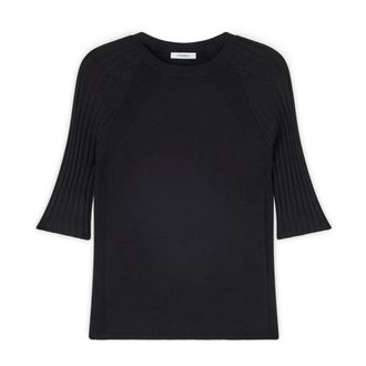 Motivi Jersey de cuello redondo acanalado de viscosa - Knitwear - Mujer - Negro - XS
