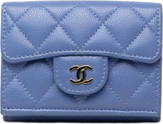 Chanel Blue Grained Calfskin Wallet (Tri-Fold) (Pre-Owned)